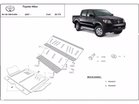 Oceľový kryt motora Toyota Hilux (2004-2015)