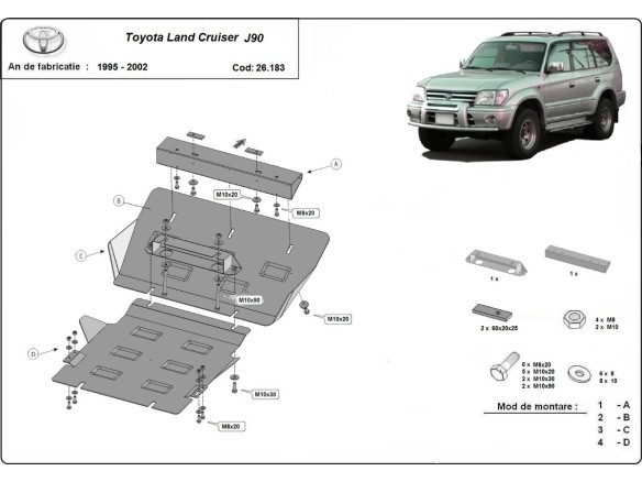 Oceľový kryt motora Toyota Land Cruiser J90 (1995-2002)Toyota Land Cruiser