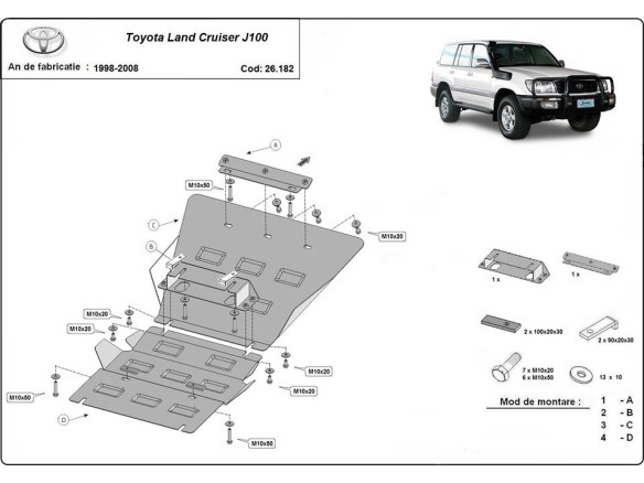 Oceľový kryt motora Toyota Land Cruiser J100 (1998-2008)Toyota Land Cruiser