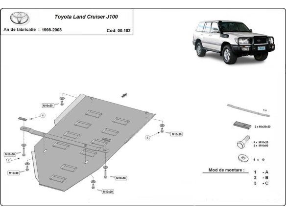 Oceľový kryt prevodovky Toyota Land Cruiser J100 (1998-2008)Toyota Land Cruiser