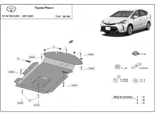 Oceľový kryt katalyzátora Toyota Prius 3+ (2011-2021)Toyota Prius