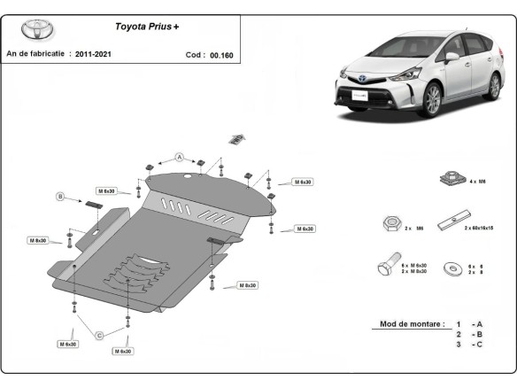 Oceľový kryt katalyzátora Toyota Prius 3+ (2011-2021)Toyota Prius