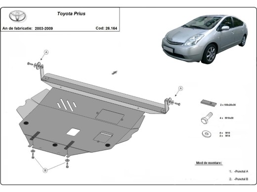 Oceľový kryt motora Toyota Prius (2003-2009)Toyota Prius