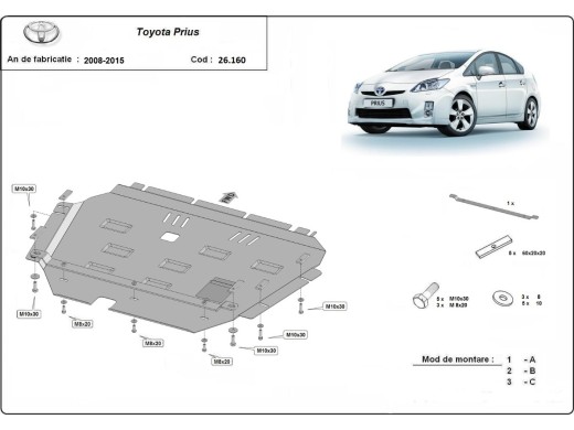 Oceľový kryt motora Toyota Prius (2008-2015)Toyota Prius