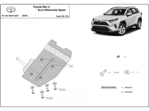 Oceľový kryt diferenciálu Toyota RAV 4 (2018-2025)Toyota RAV 4