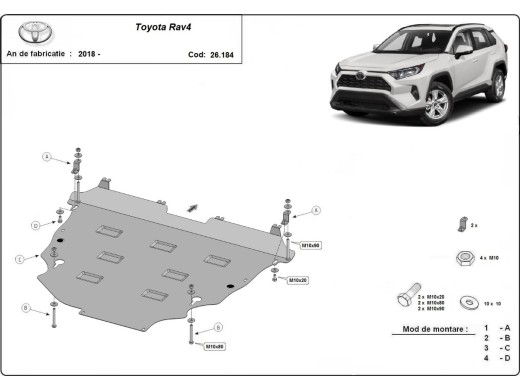 Oceľový kryt motora Toyota Rav4 (2018-2026)