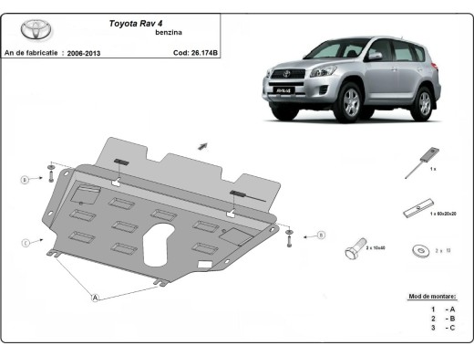Oceľový kryt motora Toyota RAV 4 benzin (2006-2013)Toyota RAV 4