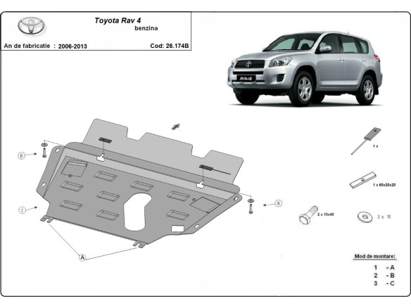 Oceľový kryt motora Toyota RAV 4 benzin (2006-2013)Toyota RAV 4