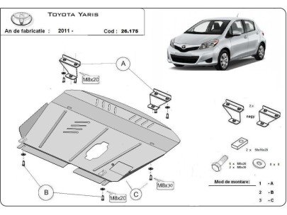 Oceľový kryt motora Toyota Yaris (2011-2020) 2
