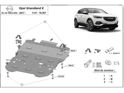 Oceľový kryt motora Opel Grandland X (2017-2025) 2