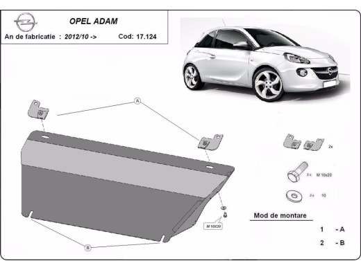 Oceľový kryt motora Opel Adam (2012-2019)Opel Adam