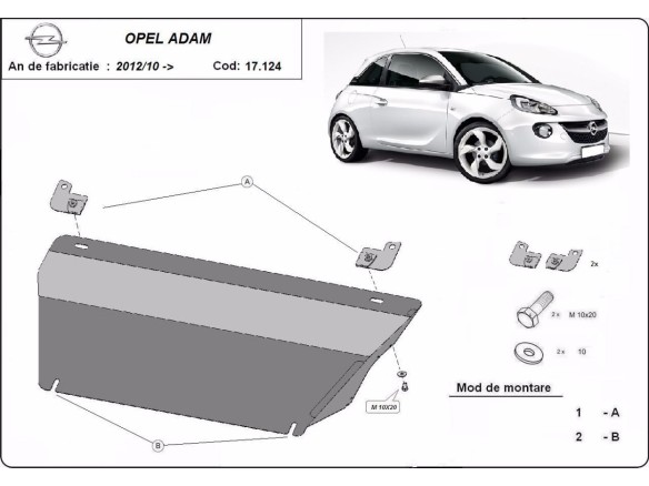 Oceľový kryt motora Opel Adam (2012-2019)Opel Adam