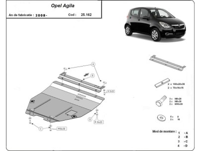 Oceľový kryt motora Opel Agila (H08) (2007-2014) 2