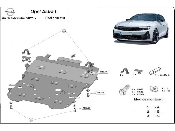Oceľový kryt motora Opel Astra L (2021-2026)