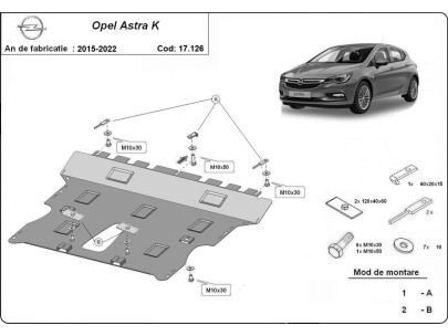 Oceľový kryt motora Opel Astra K (2015-2022) 2