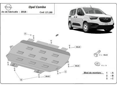 Oceľový kryt motora Opel Combo (2018-2025) 2
