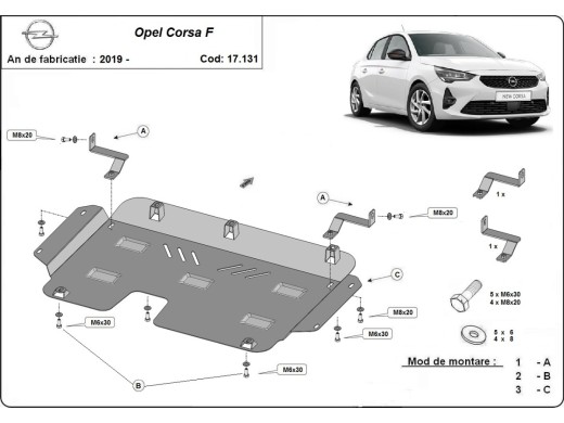 Oceľový kryt motora Opel Corsa F (2019-2026)