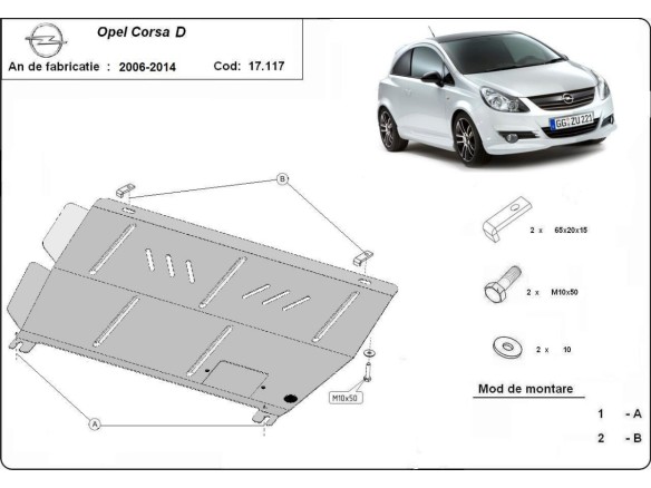 Oceľový kryt motora Opel Corsa D (2006-2014)Opel Corsa
