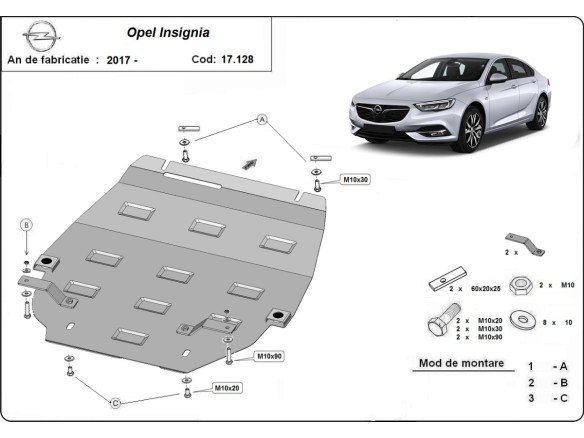 Oceľový kryt motora Opel Insignia B (2017-2026)
