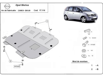 Oceľový kryt motora Opel Meriva (2003-2010) 2