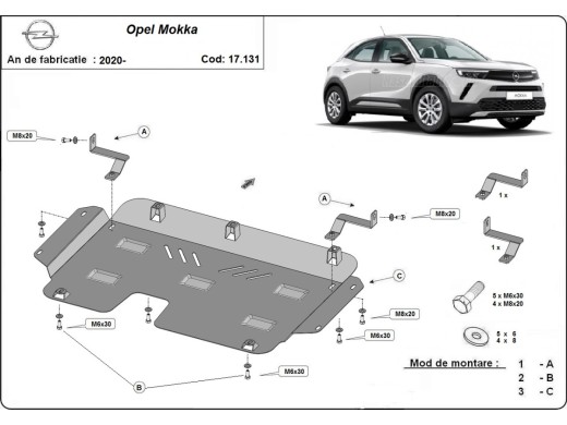 Oceľový kryt motora Opel Mokka (2019-2025)Opel Mokka X