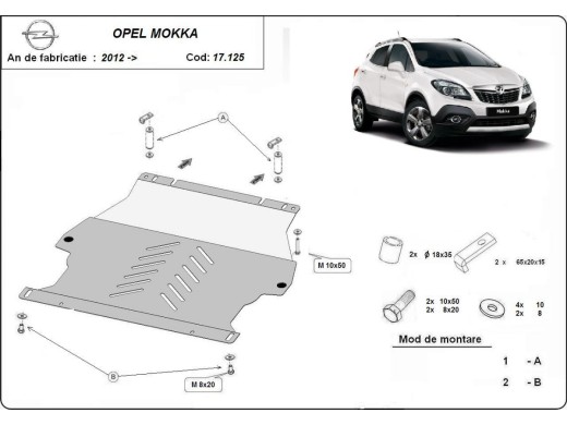 Oceľový kryt motora Opel Mokka (2012-2019)Opel Mokka X