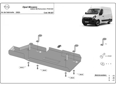 Oceľový kryt AdBlue Opel Movano (2022-2025)
