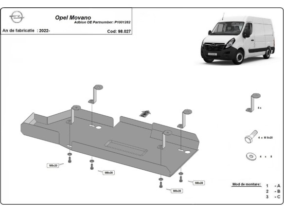 Oceľový kryt AdBlue Opel Movano (2022-2026)