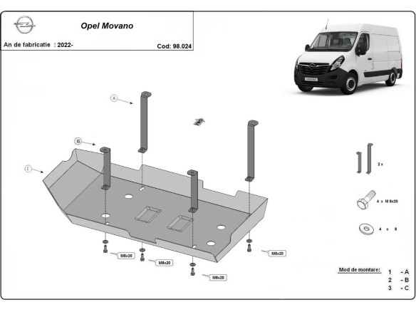 Oceľový kryt AdBlue Opel Movano (2022-2026)