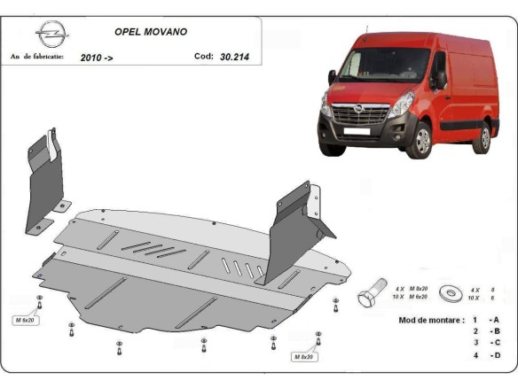 Oceľový kryt motora Opel Movano (2010-2020)Opel Movano