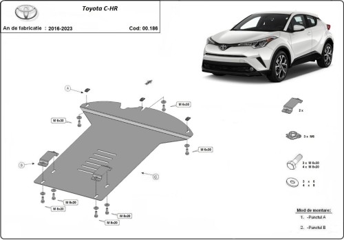 Oceľový kryt katalyzátora Toyota C-HR (2016-2023)
