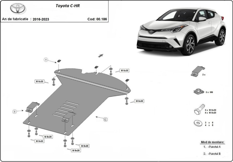 Oceľový kryt katalyzátora Toyota C-HR (2016-2023)