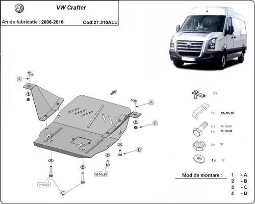 Hliníkový kryt motora Volkswagen Crafter (2006-2016)