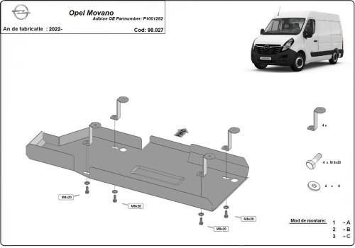 Oceľový kryt AdBlue Opel Vauxhall Movano (2022-2026)