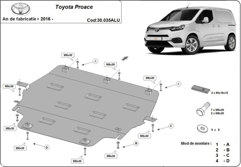 Stalowa Osłona pod silnik Toyota Proace Aluminium (2016-2026)