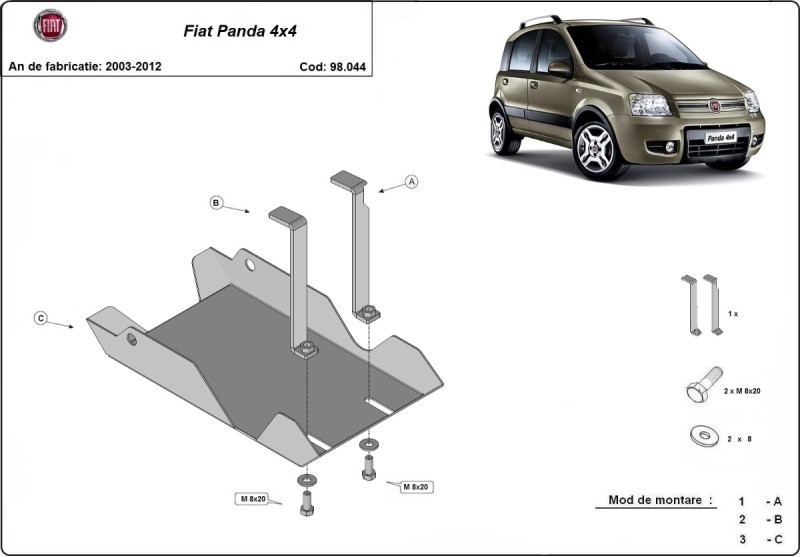 Oceľový kryt diferenciálu	 Fiat Panda 4x4 (2003-2012)
