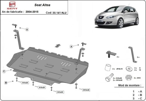Hliníkový kryt motora Seat Altea (2004-2015)