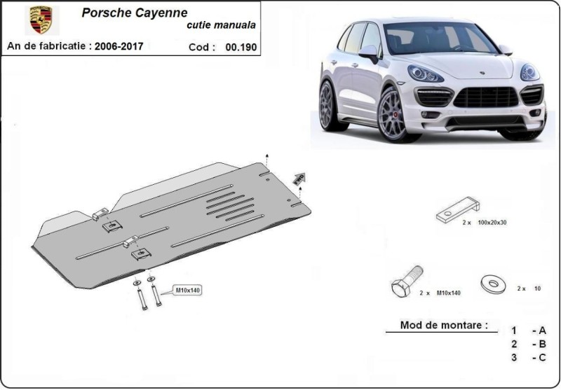 Stalowa Osłona skrzyni reczna skrzynia biegów Porsche Cayenne (2006-2017)