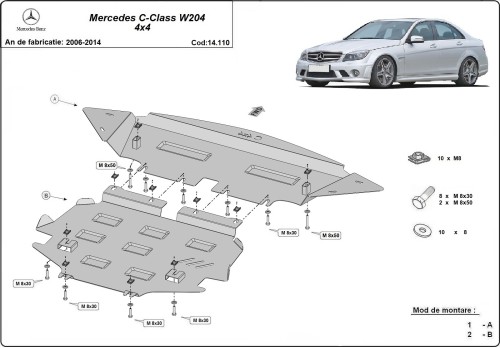 Oceľový kryt motora Mercedes C-Classe (2006-2014)