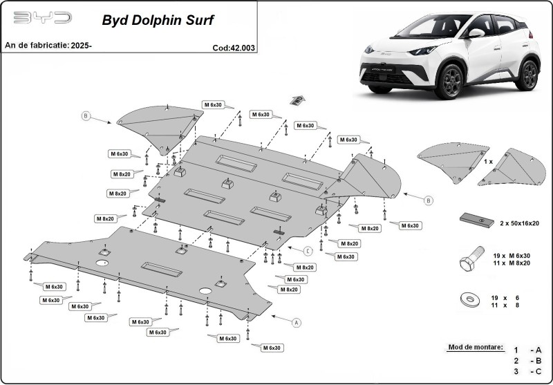 Oceľový kryt motora BYD Dolphin Surf (2025-2026)