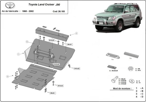 Oceľový kryt motora Toyota Land Cruiser (1995-2002)