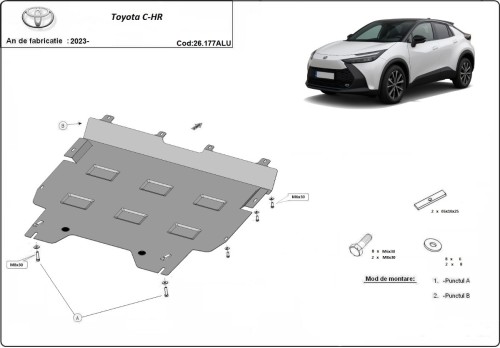 Hliníkový kryt motora Toyota C-HR (2023-2026)