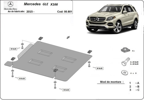 Oceľový kryt prevodovky Mercedes GLE (2015-2019)