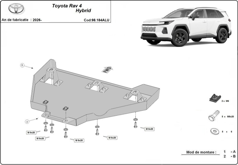 Hliníkový kryt diferenciálu Toyota RAV 4 (2026-2026)