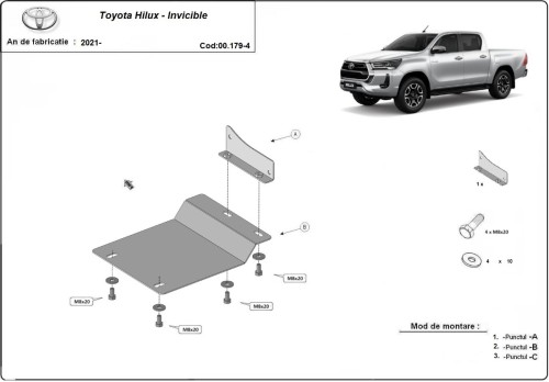 Oceľový kryt DPF Toyota Hilux Invincible (2021-2026)