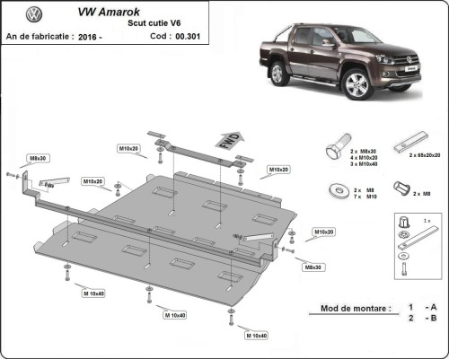Oceľový kryt motora Volkswagen Amarok (2016-2022)