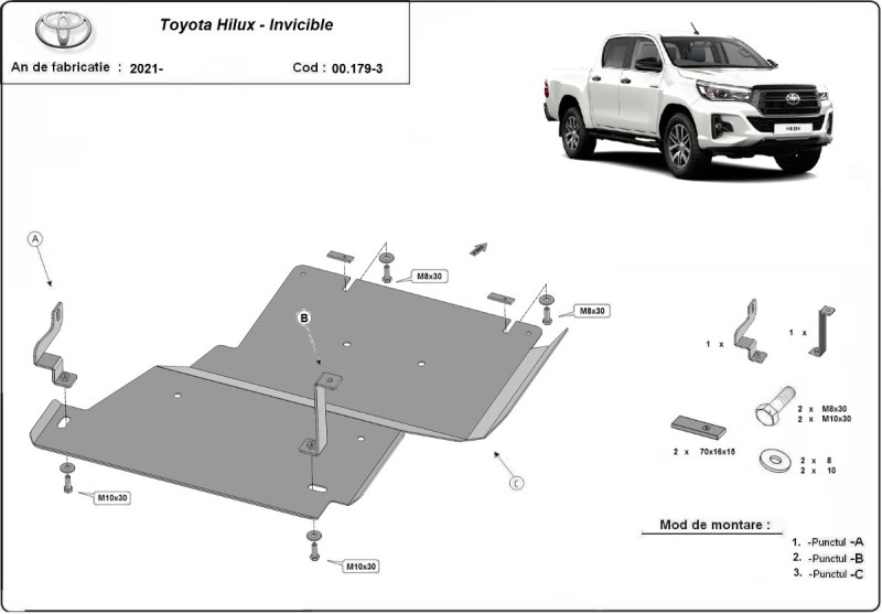 Oceľový kryt diferenciálu Toyota Hilux Invincible (2021-2026)
