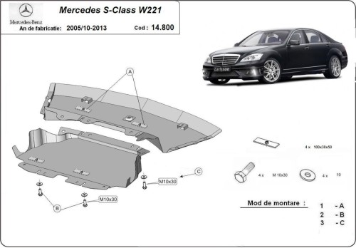 Oceľový kryt motora Mercedes V-Class W447 2.2 D, 4x2 (2005-2013)
