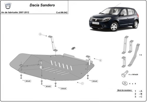 Oceľový kryt palivovej nádrže Dacia Sandero I (2007-2012)