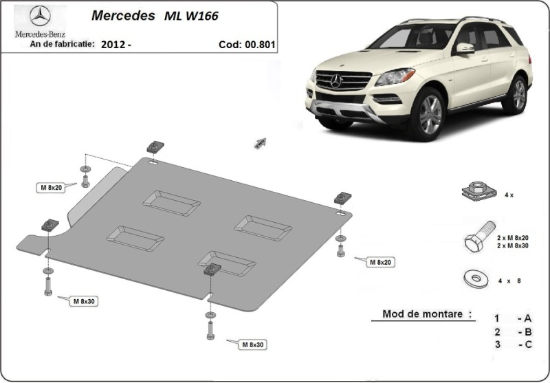 Stalowa Osłona skrzyni biegów Mercedes ML W166 (2011-2019)